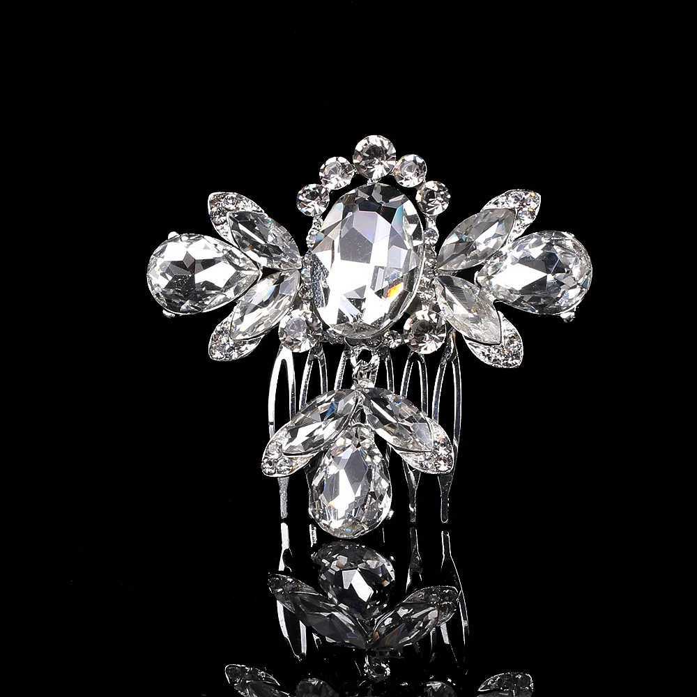 New Fashion Silver Plated Rhinestone Pearl Hair Comb Girls Bridal Headdress Wedding Birthday Handmade Hair cessories L250928SE0G