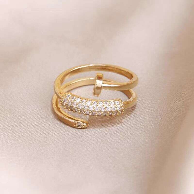 Rings Designer Luxury ring jewelry for women Copper plated with 18K gold Three Circle Stud Adjustable opening Unique Fashion High-end Festival Vacatio