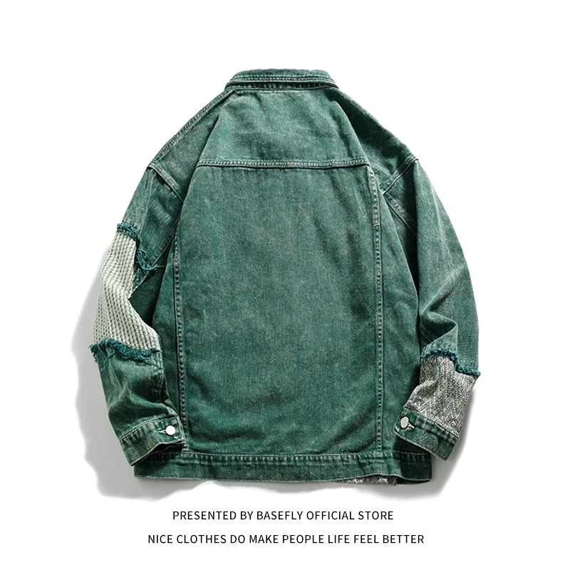 Arrival Green Patchwork Men Women Unisex Denim Jean Jacket Coat Bomber Shirt Casual Couple Retro Vintage Streetwear Autumn 250917Z