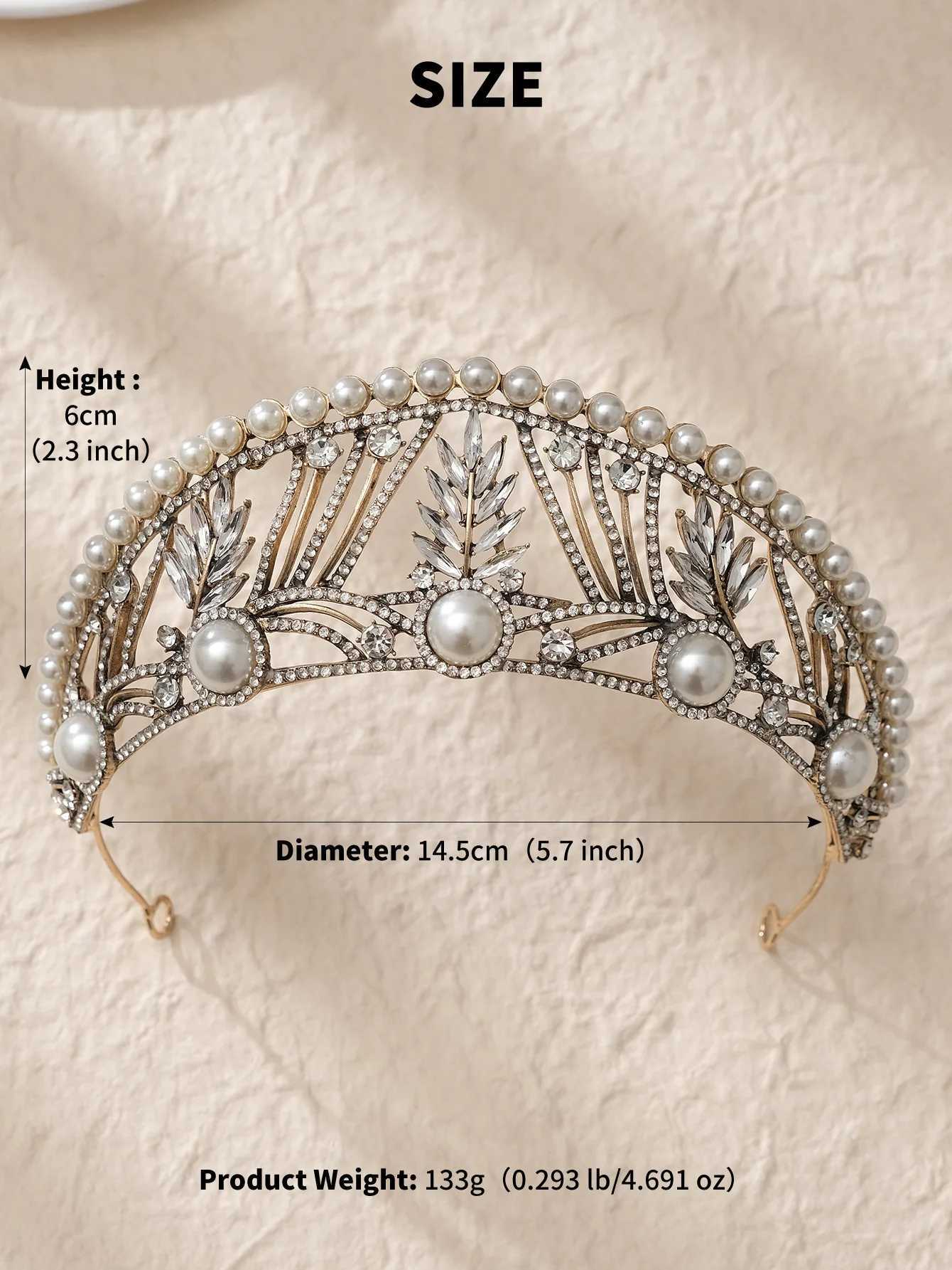 DIEZI Vintage Baroque Pearl Tiara Crown For Women Headwear Wedding Dress Elegant Queen Bridal Bride Crystal Crown Headband L2509280MP8