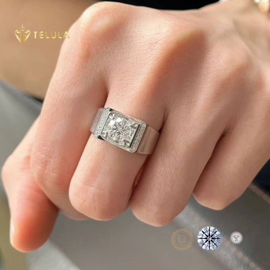 Custom Luxury Hip Hop Pinky Ring S925 Silver Moissanite Ring Men VVS DEF Hip Hop Moissanite Rings