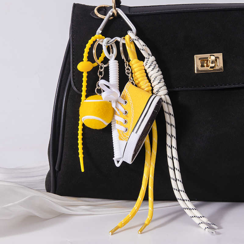 Niche Mini Multicolor Canvas Shoes Sports Woven Bag Pendant Keychain H250928