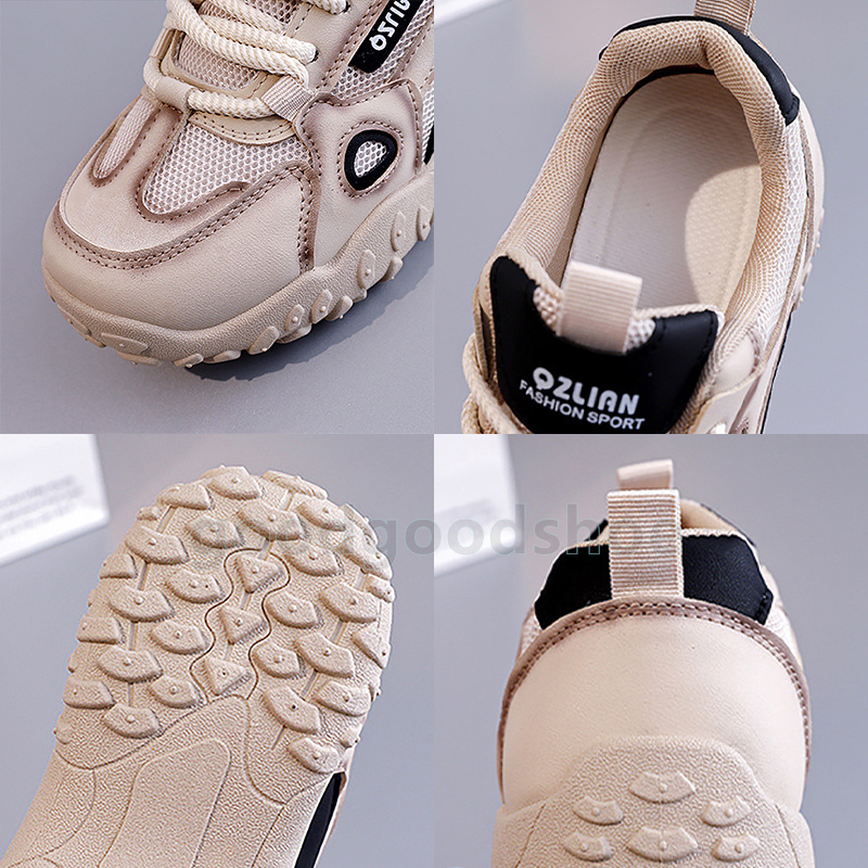 Outdoor Breathable mesh running shoes Versatile womens trainers fashion Beige Comfort Hiking sports non-slip sneakers Size 35-40