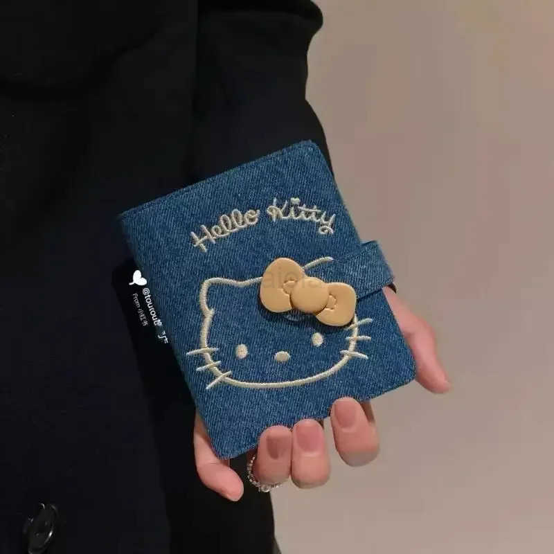 Sanrio Kawaii Hello Kitty Floral Embroidery Wallet Short Zip Purse Portable Storage Coin Bag Cute Cat Pattern Girls Women Gift Hot Sale L250929