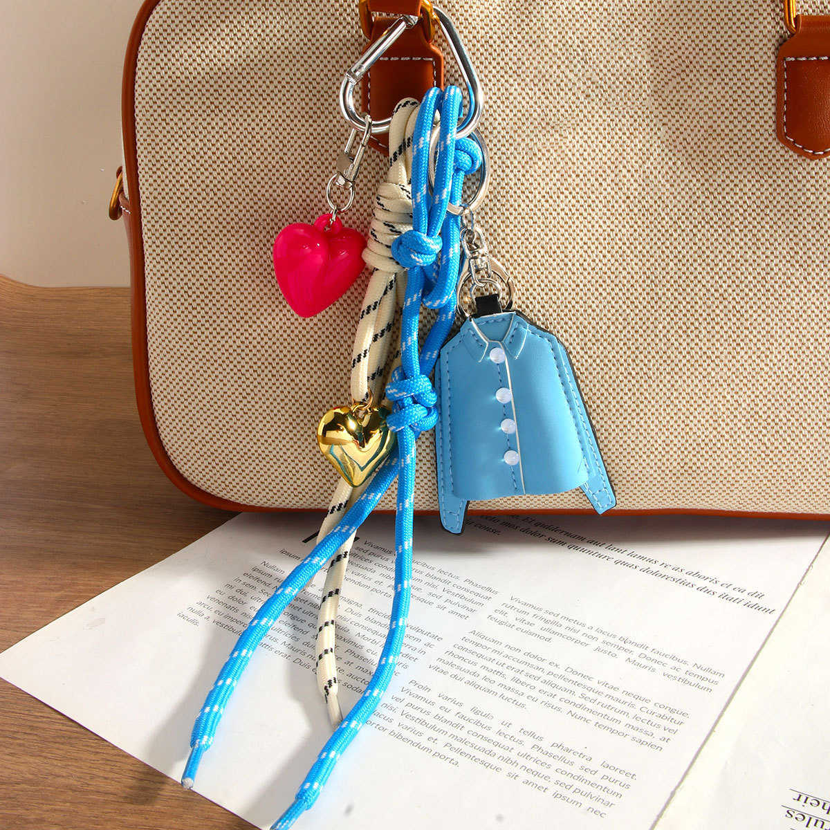 Unique Pu Blue Shirt Pendant Keychain Versatile Bag Pendant Accessory H250928