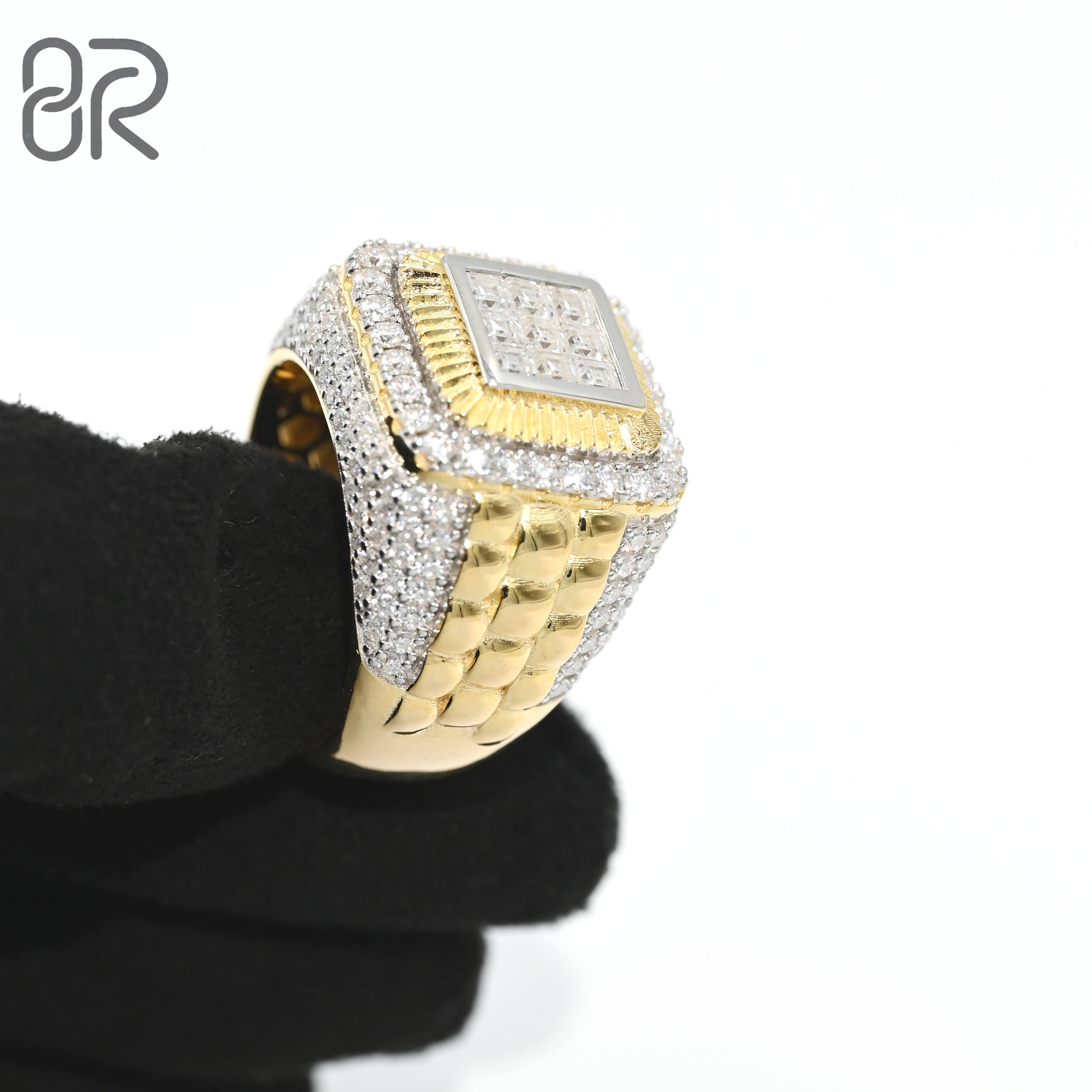 Hip Hop VVS Moissanite Diamond Ring Thick Square 925 Sterling Silver Gold Plated Finger Band Fine Jewelry Ring for Men