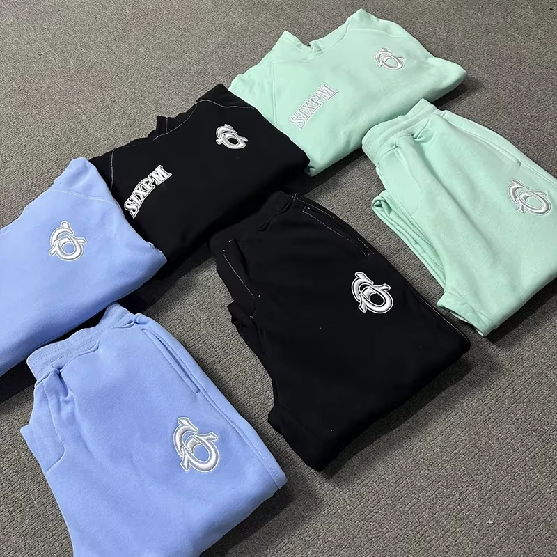 Oversized Fashion Print Hoodie Pants Winter Blue Green Black Men Women Classic Embroidery