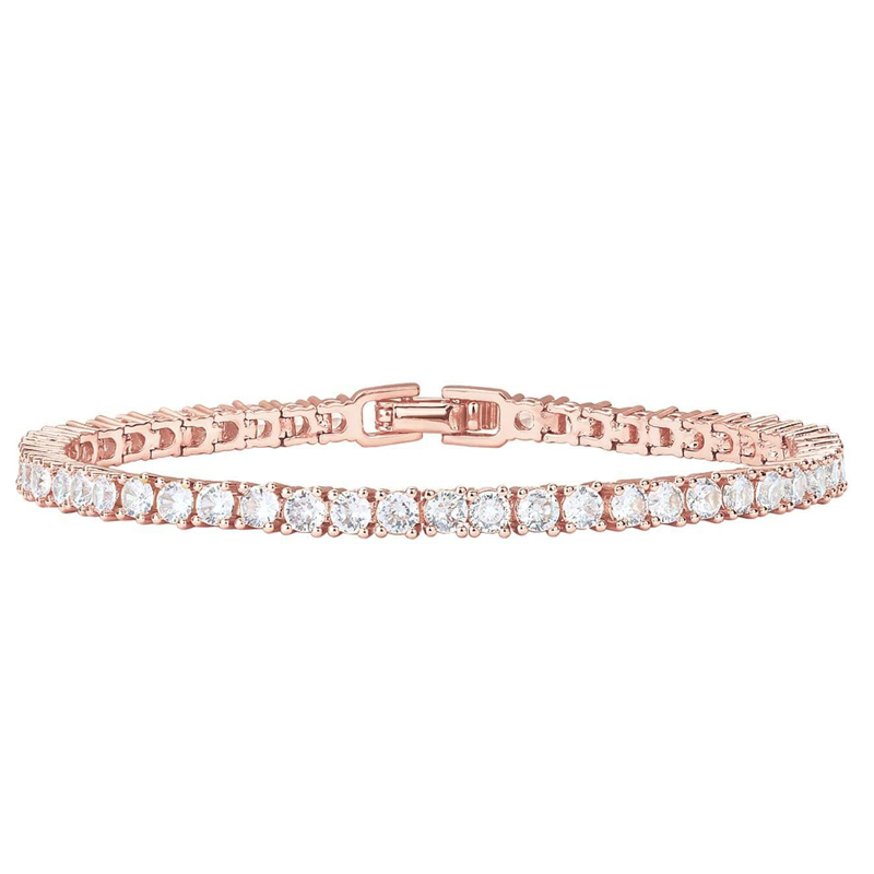 18K gold-plated zirconia classic tennis bracelet for women, size 6.5-7.5 inches diamond block chain checkerboard pattern