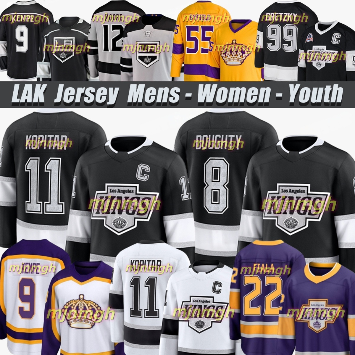 2025 #11 Anze Kopitar Jersey LA Hockey Jersey Kings Jersey #9 Adrian Kempe #8 Drew Doughty #22 Kevin Fiala #55 Quinton Byfield #99 Wayne Gretzky Jerseys
