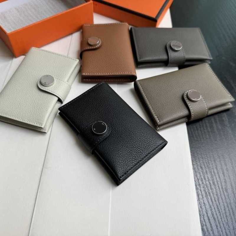 Wallets Designer H Leather Small Card Holder RMS Card Holder Foldable Cowhide Round Buckle EV Leather Unisex Card Clip Card Case