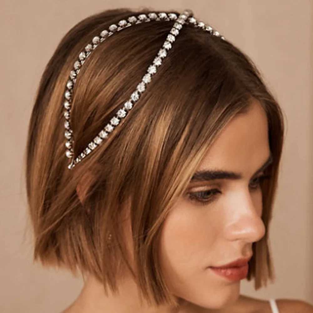 Fashion Bridal Hairband Rhinestone Headband Bride Wedding Hair cessories Women Crystal Hair Bands Cross Headpiece Jewelry L250928IPBF