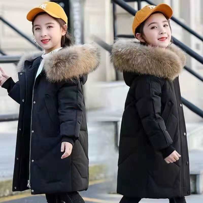 New Winter Girls Down Cotton Jacket Thicken Warm Kids Outerwear Parkas Fashion Hooded Coats Children Clothing 5-12 Years Y240803