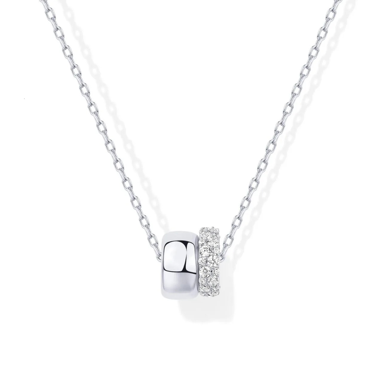 Eavva Women 14K Gold Plated Cubic Zirconia Rondelle Pendant Necklace Lady Girls TwoToned Dainty Trendy Necklaces 250928