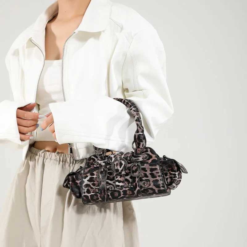 Highend Retro Pu Leather Handbag Brand Designer Leopard Houndstooth Pattern Small Shoulder Bags Versatile Women Crossbody Bag L250928