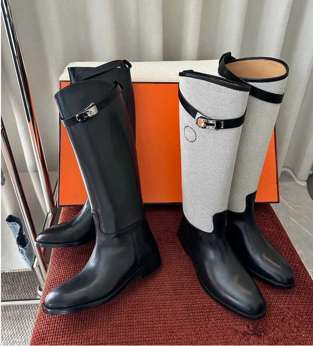 Luxury designer Martin boots ff Lace-up Combat Women Boots Chunky Heel Platform Women Knee Boots British Style Thick Sole Increase Height Casual H-HHBoots horse Shoes