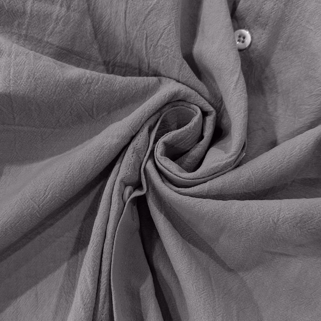 New Stylish Casual Short Sleeve Cotton and Linen Shirt Men Fashion Comfortable Solid Top Clothes Chemise Homme