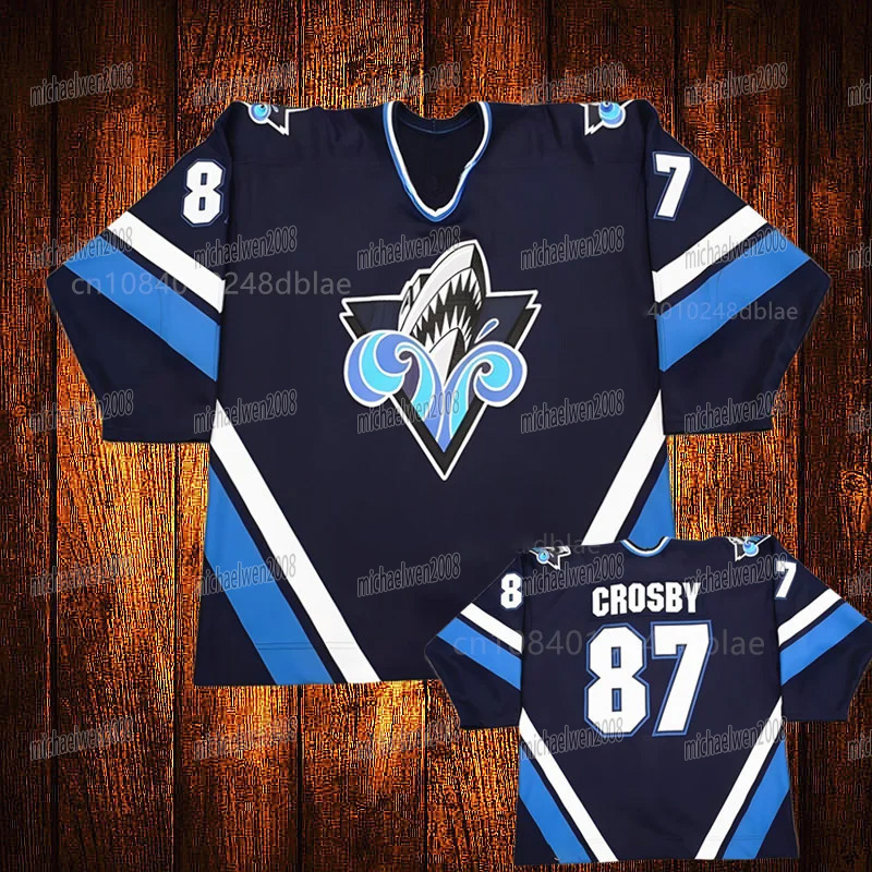 Personalized Custom Rimouski Oceanic Hockey Jersey 87 Sidney Crosby Number Embroidered Letter Number Design Polyester Men's Retro Classic Sportsw