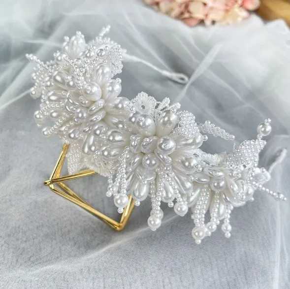 Bridal Le Pearl Flower Headband Prom Tiara Wedding Hair cessories Bride Handmade Hair ornaments Female Crystal Headdress L25092830R1