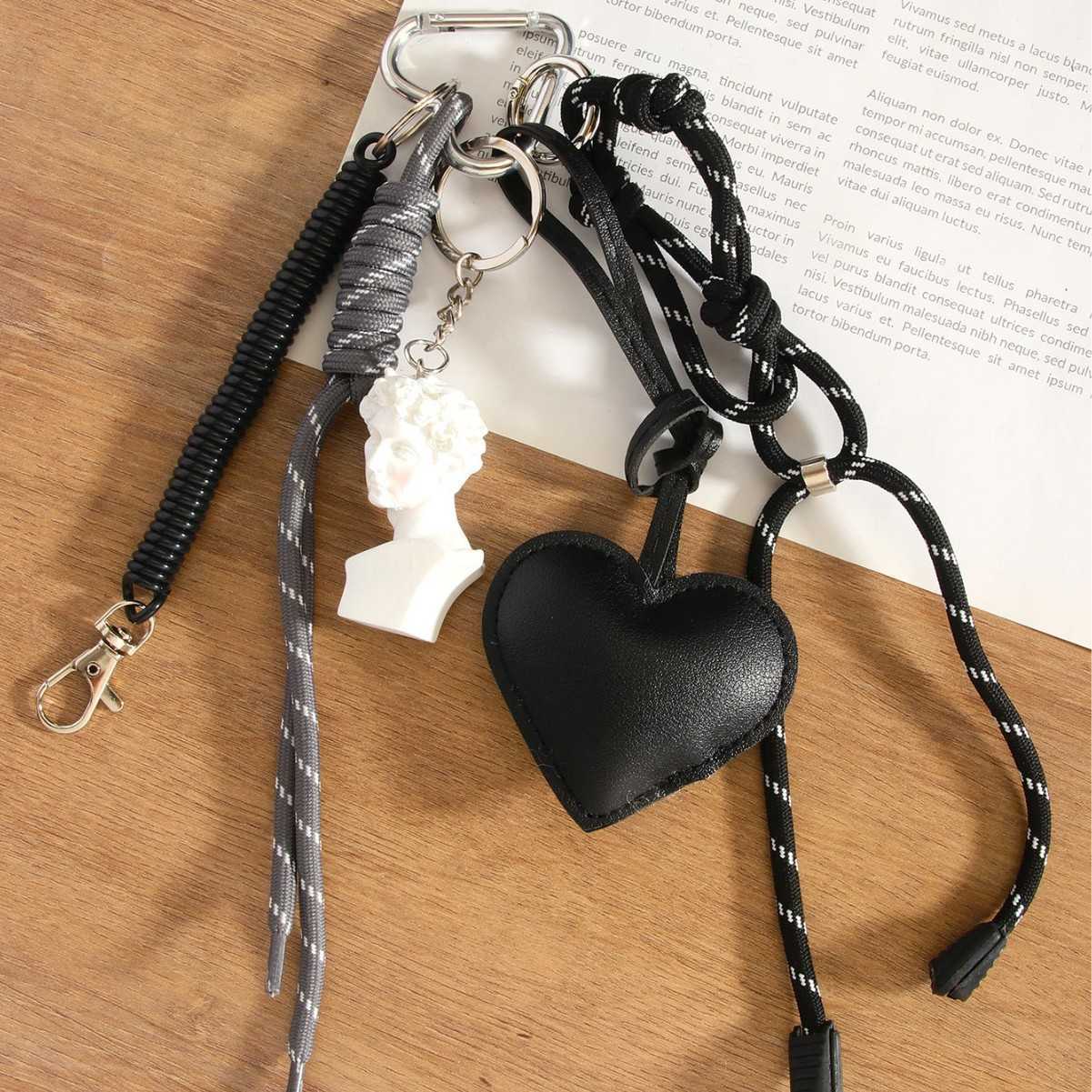 Minimalist Artistic Blush David Statue Pendant Black Pu Chain Bag H250928