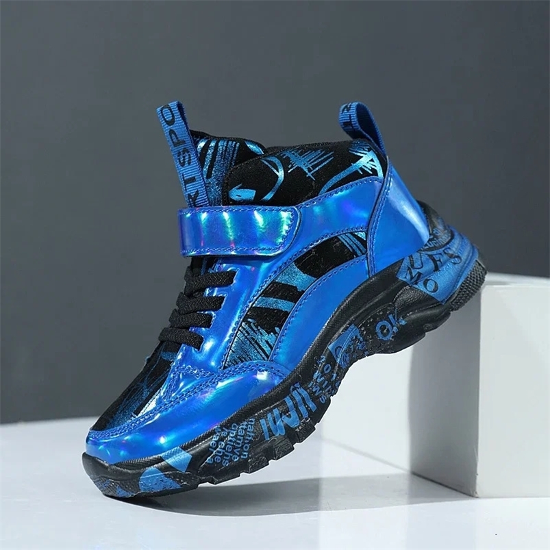 Children Sneakers for Boys Leather Running Sports Shoes Kids Boy Street Casual Shoes Blue Gold Size 28-40 240625CJ