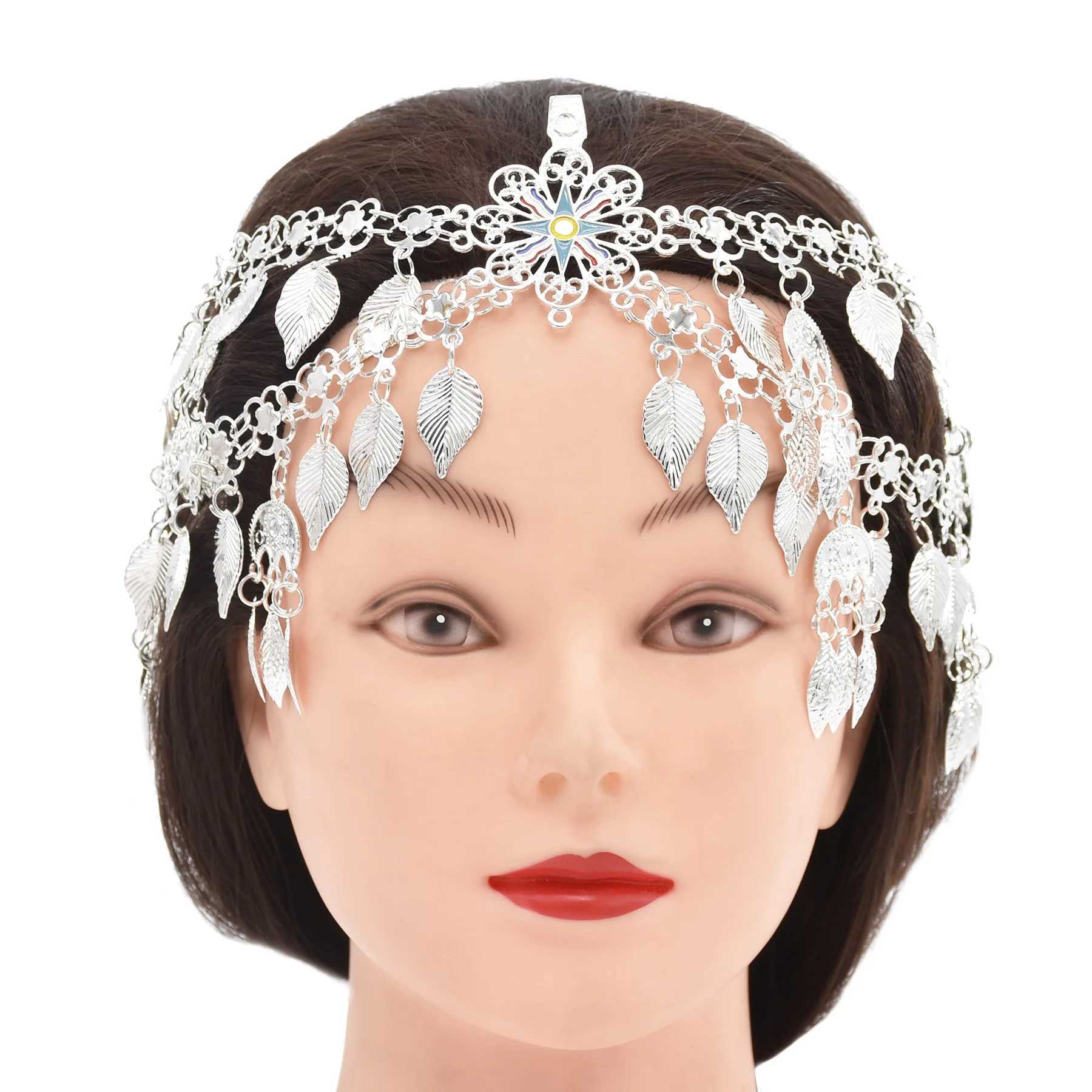 Silver Plated Leaf Tassel Ethnic Headpiece Hair cessories Classic Afghan Turkey Semitic Assyrian Flag Womens Hair Jewelry L250928QEZG