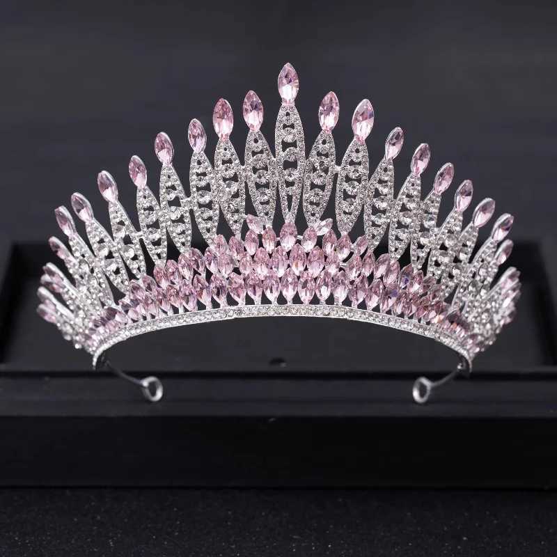 Silver Color Crystal Queen Big Crown Tiara Rhinestone Wedding Tiaras Women Pageant Prom Crowns Bridal Hair cessories Jewelry L250928NKDA