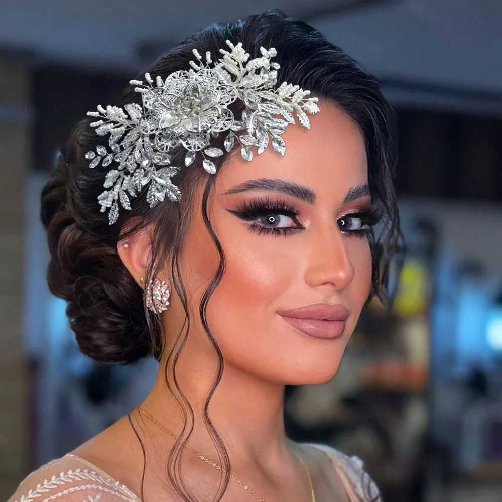 DZ099 Handmade Women Tiara Leaves Wedding Hair Comb Vintage Bridal Hair cessories Shiny Rhinestones Flower Bridal Hairpins L250928V2MB