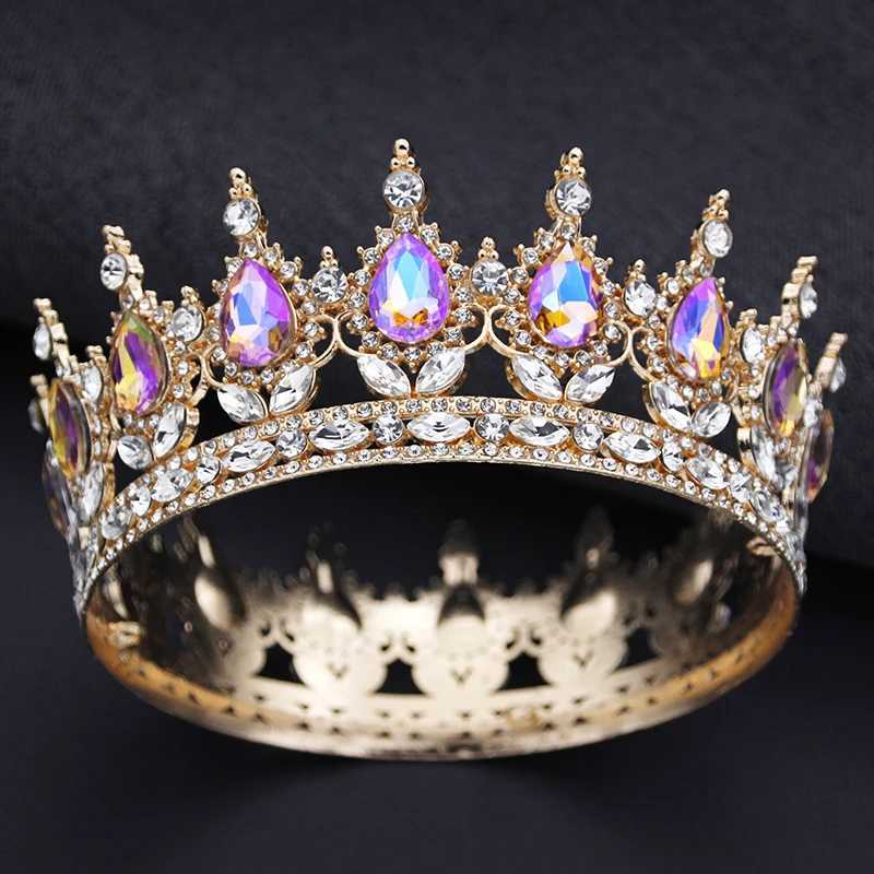 Royal Queen King Tiaras and Crowns for Women Princess Prom Wedding Party Full Round Diadem Bridal Hair Jewelry cessories L25092810T6