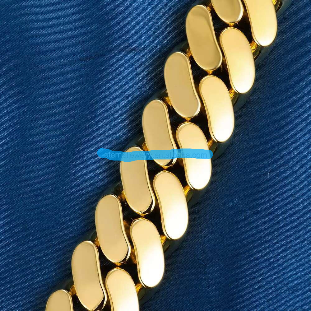 Custom Hip Hop 20mm Real S925 Sterling Silver 9K 10K 14K 18K Solid Gold Miami Cuban Link Chain Necklace Bracelet