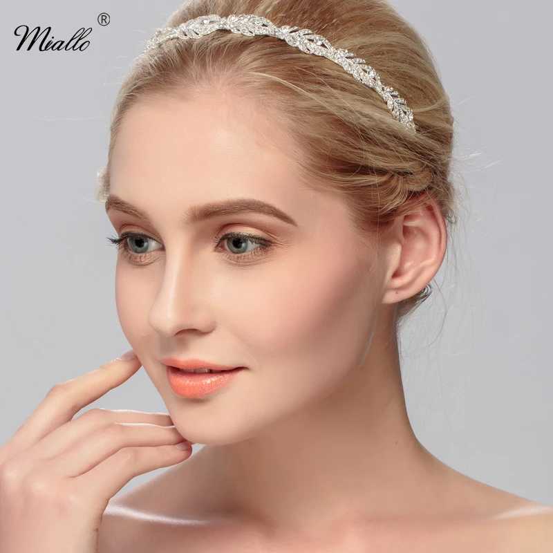 Miallo Women Crystal Rhinestone Hairband Flower Leaf Pattern Tiara Elegant Wedding Jewelry Hair cessories Brides Tiaras L250928Z7LM