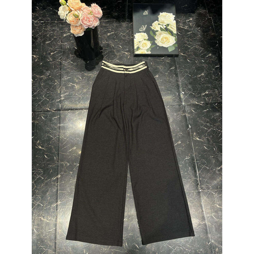 women high waisted wide leg elastic waist flowy dress pants blended fabric business casual loose trousers Office work Daily wear Z260314