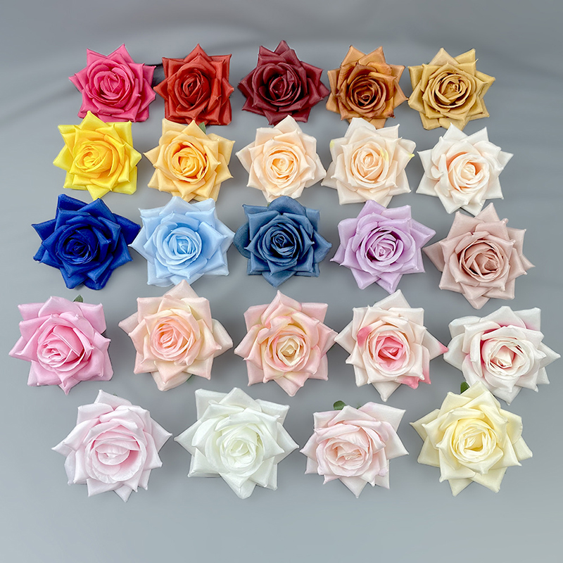 Diameter 9cm Artificial Horn Rose Heads Silk Flower Heads Fake Flower Wholesale for DIY Wedding Table Centerpieces Bridal Shower Home Party Craft Garland Decor