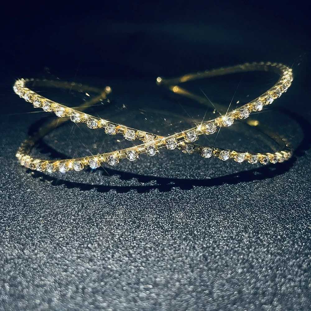 Fashion Bridal Hairband Rhinestone Headband Bride Wedding Hair cessories Women Crystal Hair Bands Cross Headpiece Jewelry L250928IPBF