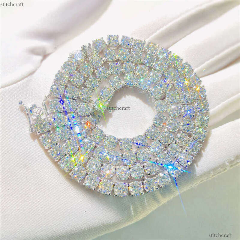 Real Gold Jewelry 5mm 16 18 20 22 24 26 28 Inches Gra Certificate Vvs Moissanite Dia Tennis Chain