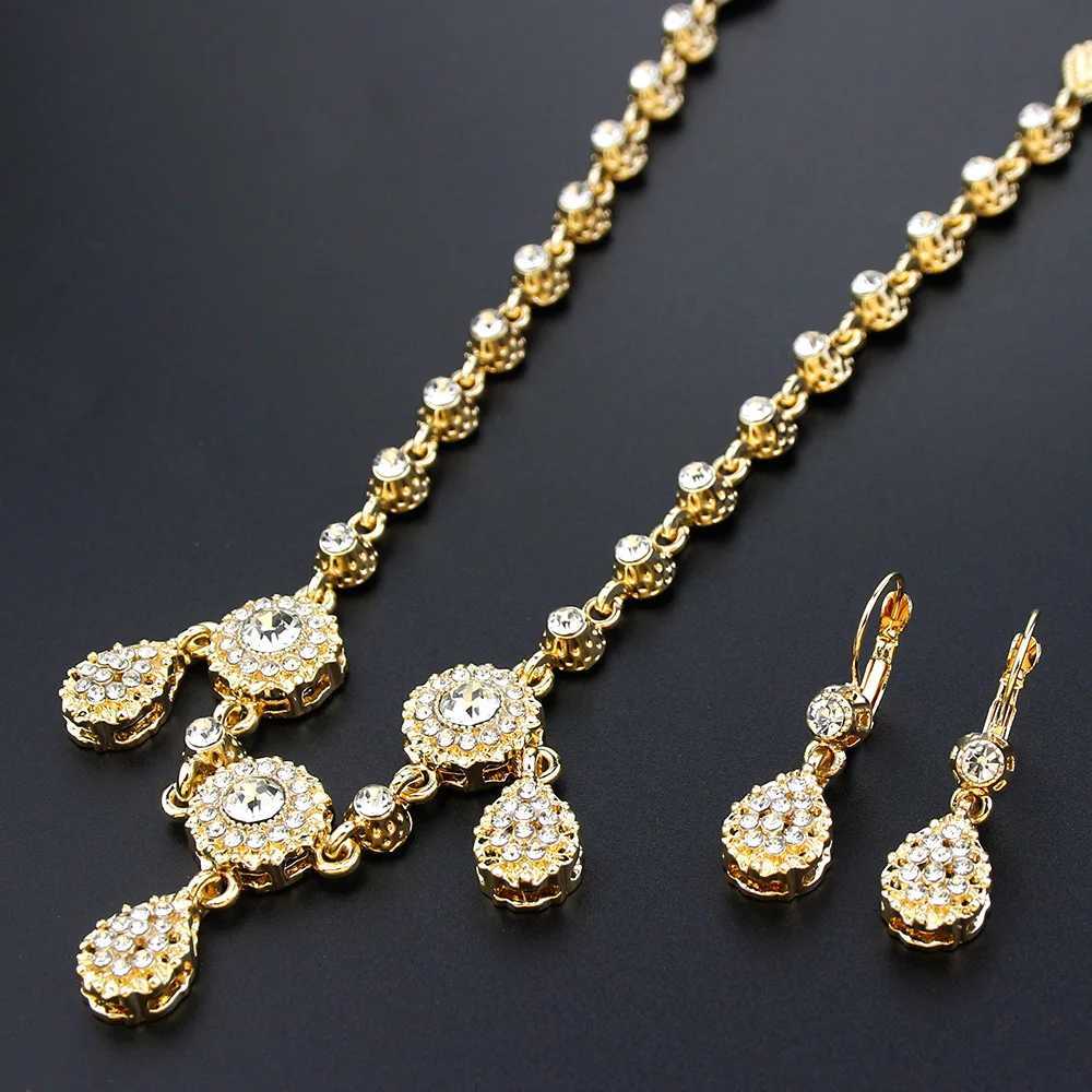 Sunspicems Gold Color Algeria Hair Chain Bride Wedding Jewelry Sets Crystal Head Chain for Women Forehead Chain Hair Jewelry L250928UGNQ