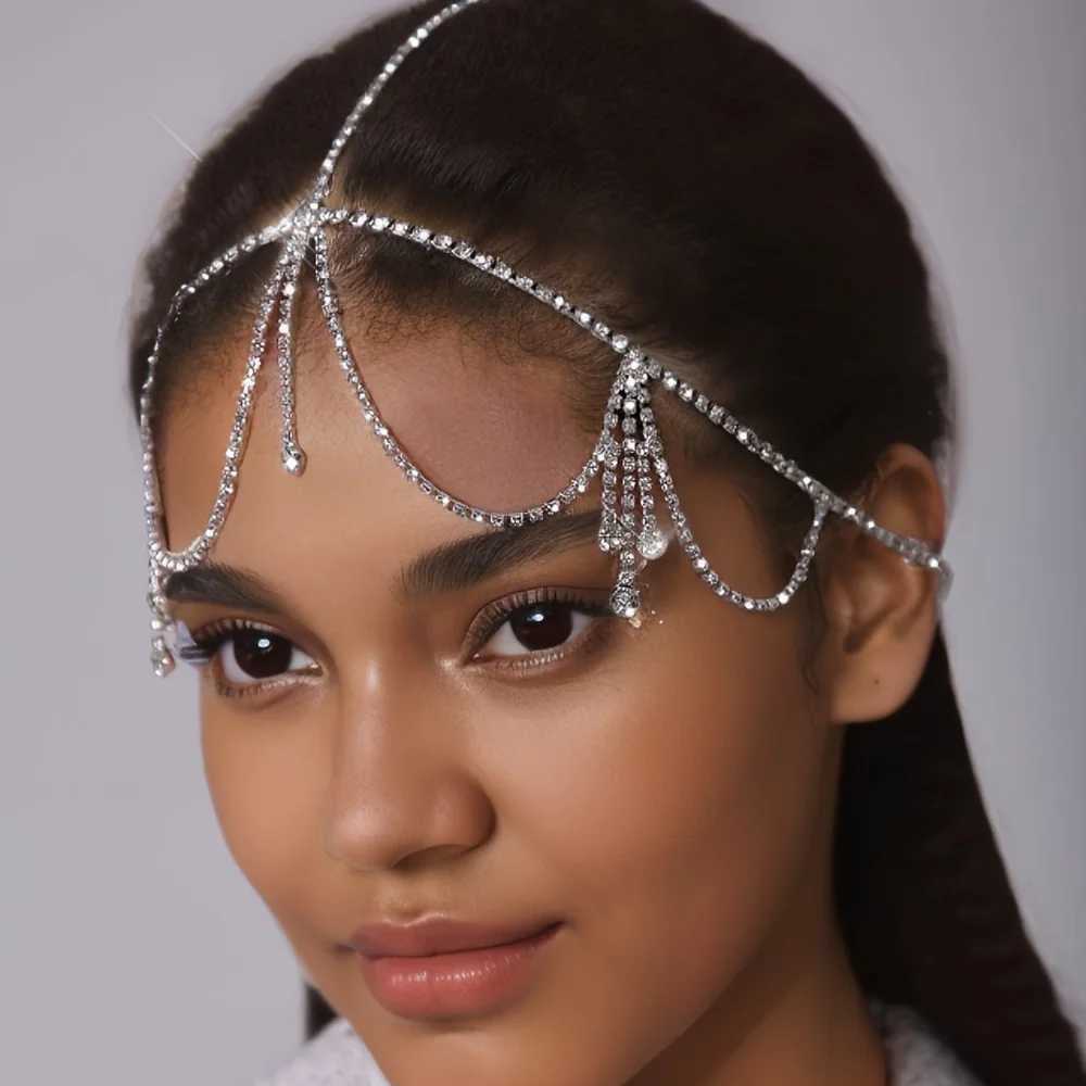 1pc Fashion Bridal Wedding tassel Forehead Chain Water Diamond Hair cessories Hair Chain L2509285Y41