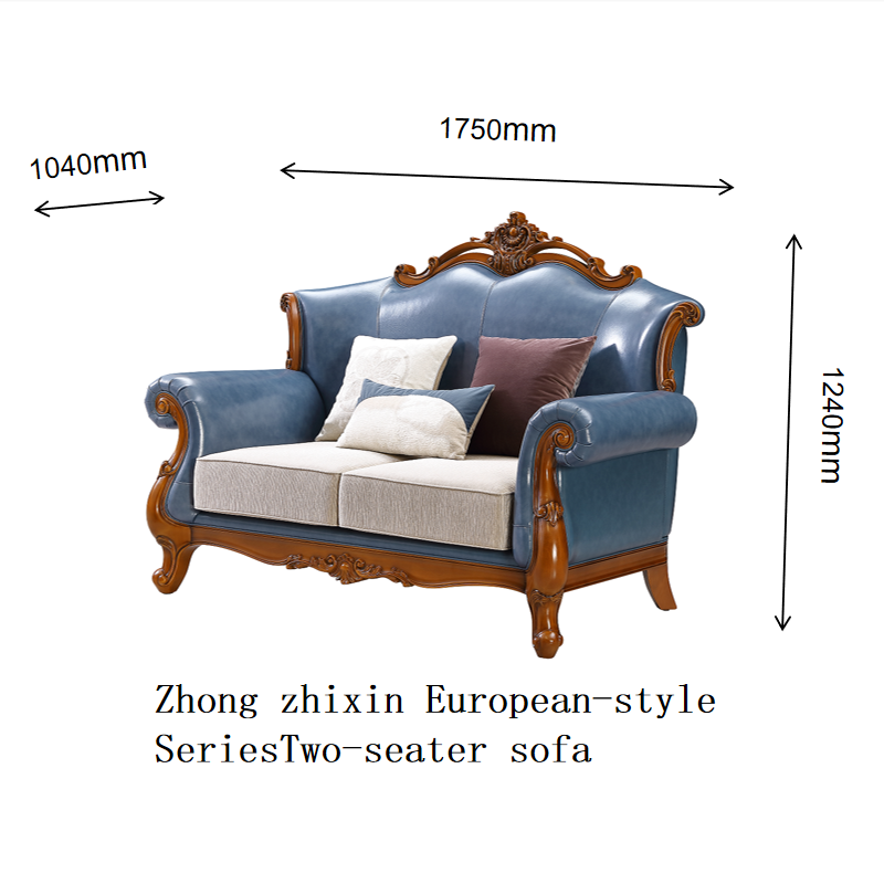 Zhong zhixin Luxurious sapphire blue sofa Solid wood and genuine leather large sofa crafted with care by Danish designers