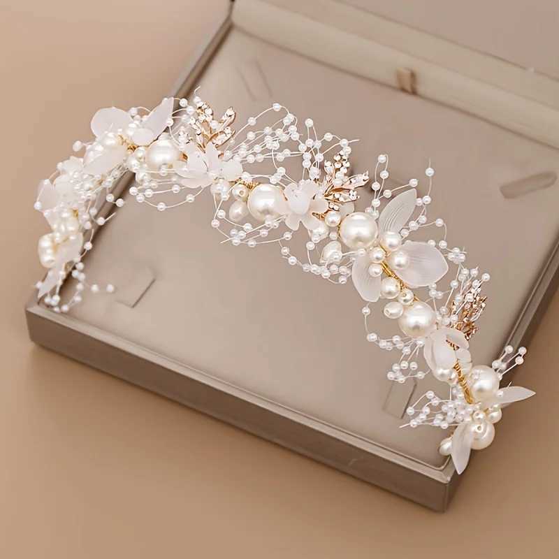 Pearl Flower Headband Bridal headdress Wedding Crown Fashion The wreath brelet Band Tiaras Crystal Headpiece Hair Jewelrys L250928HXEV