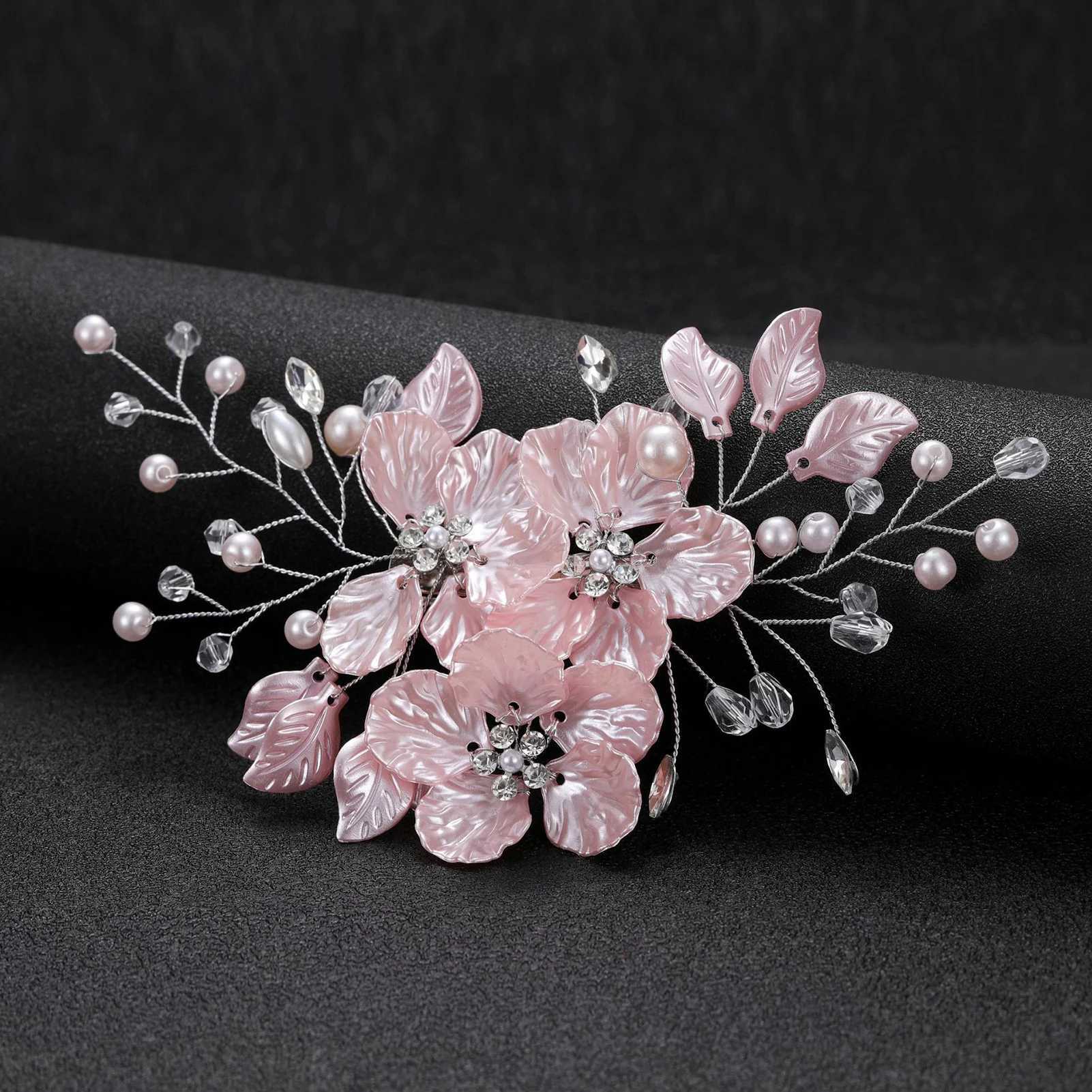 Handmade Pink Flower Hairpins Side Clips Simulated Pearls Headpieces Women Girls Charm Floral Hairclips Party Hair Jewelry L250928NDGE