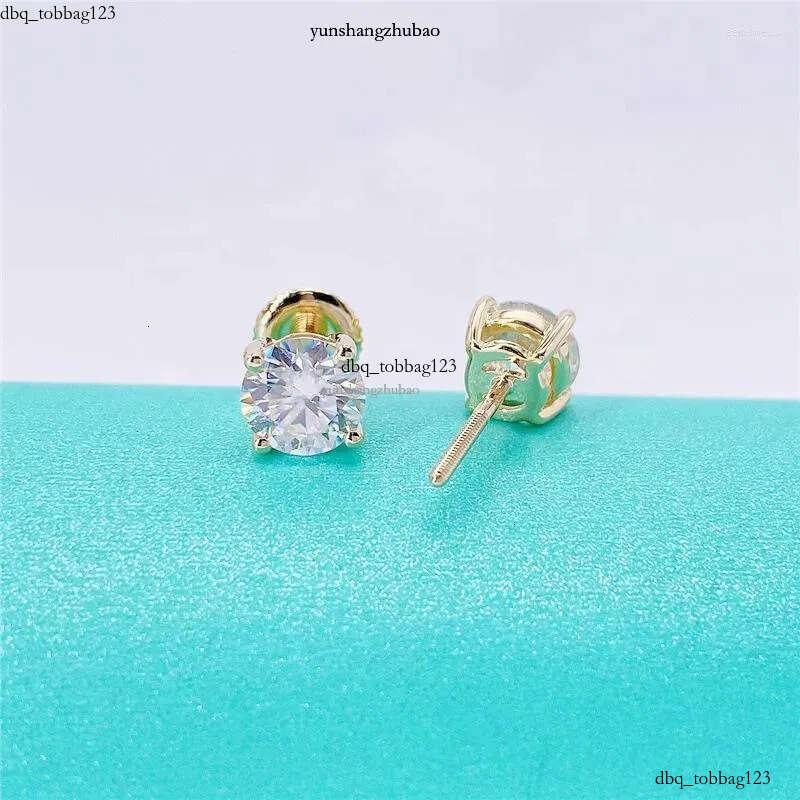 Stud Earrings 0.2-4CT 3-8mm Moissanite Screwback Women Sterg Sier 14K Gold Plated Moisanite Solitaire Pass