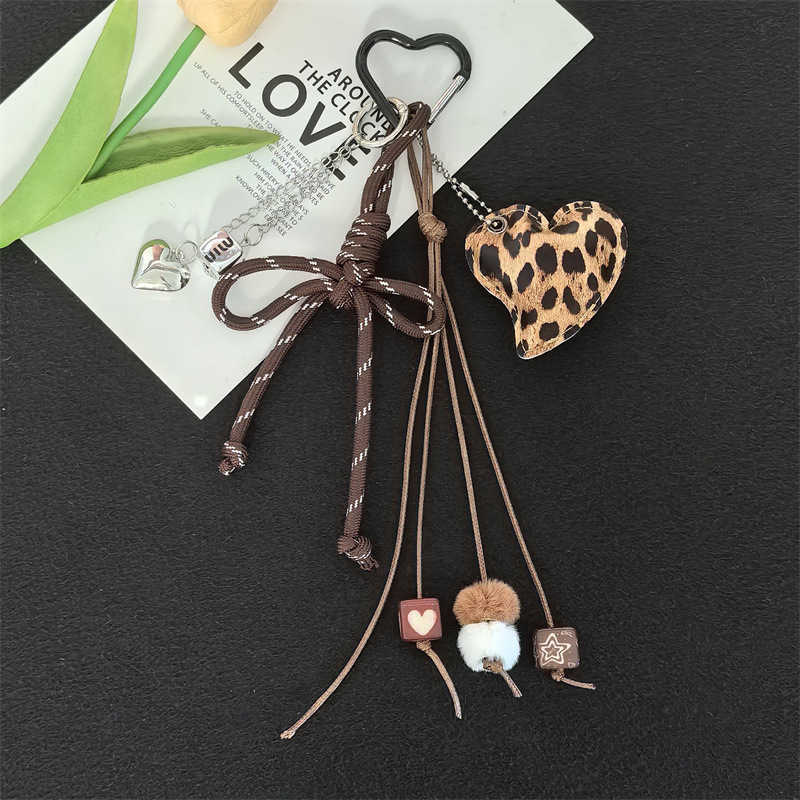 Butterfly Knot Mini Bag Accessories Keychain Pendant Cotton Filled Leopard Print Leather Accessories H250928