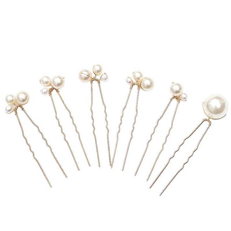 Bride Pearl Hairpin Wedding Hair cessories Golden Alloy Ushaped Hair Clip Beauty Lady Engagement Headpiece Retro Jewelry L250928DO8Y
