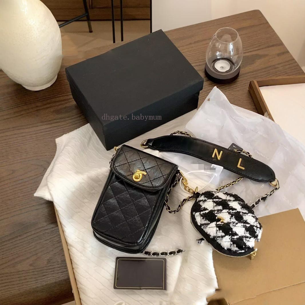 girls outdoor phone bag crossbody purse bag leather vintage black cc bag chain bag with pouch