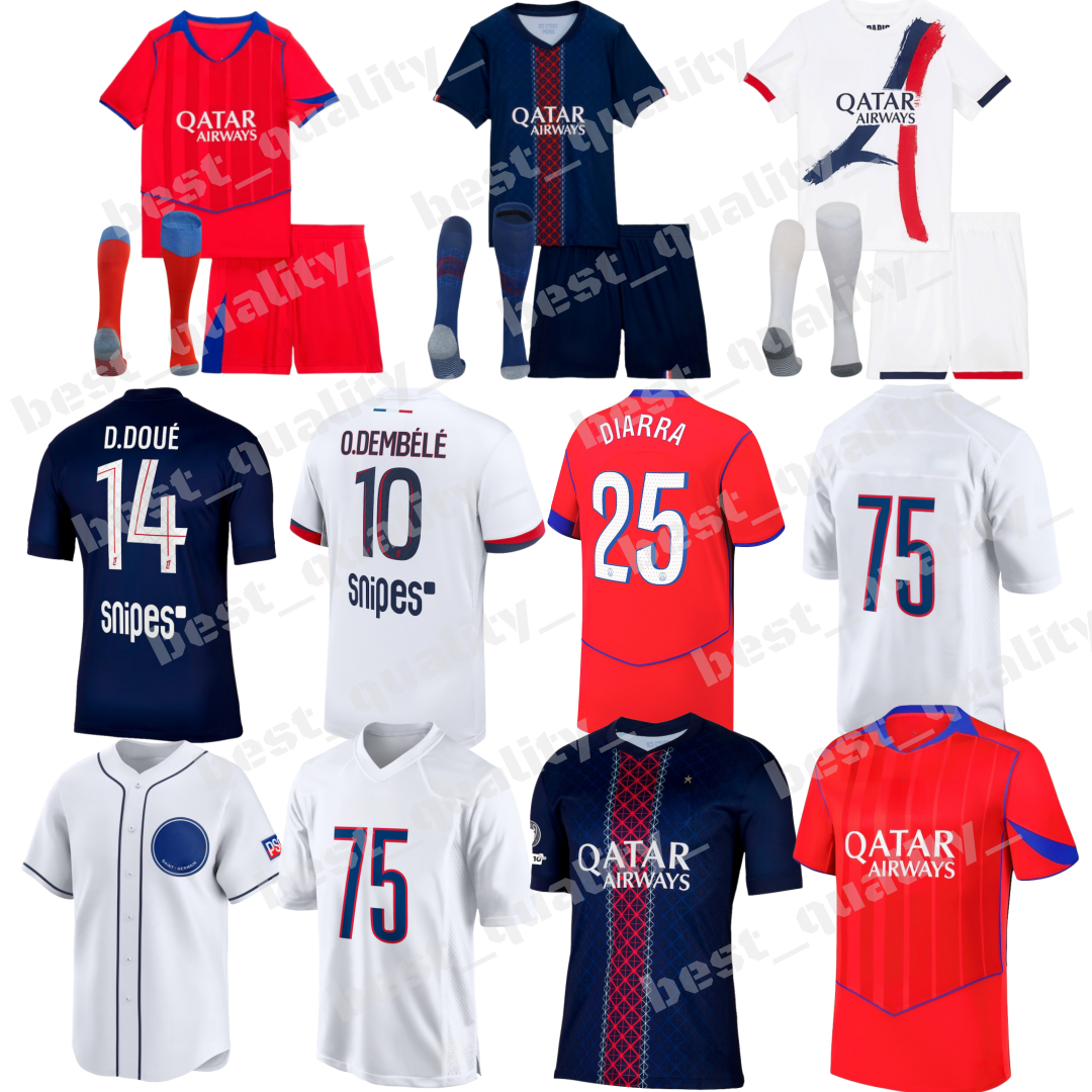 psges jersey 25 26 Ousmane Dembele jersey Khvicha Kvaratskhelia Football Shirt GonCalo Ramos Gianluigi Donnarumma kit Soccer Jerseys kids paris st germain jersey