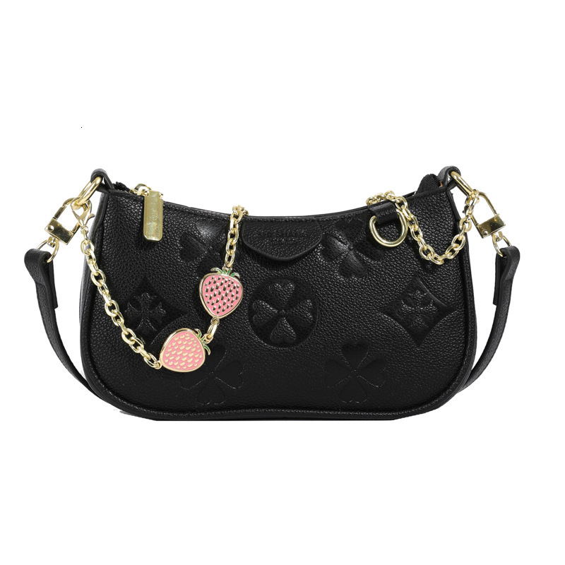 designer bag Embossed Four-Leaf Strawberry Diamond Pendant Chain Shoulder Simple Commuter Crossbody Underarm Bag