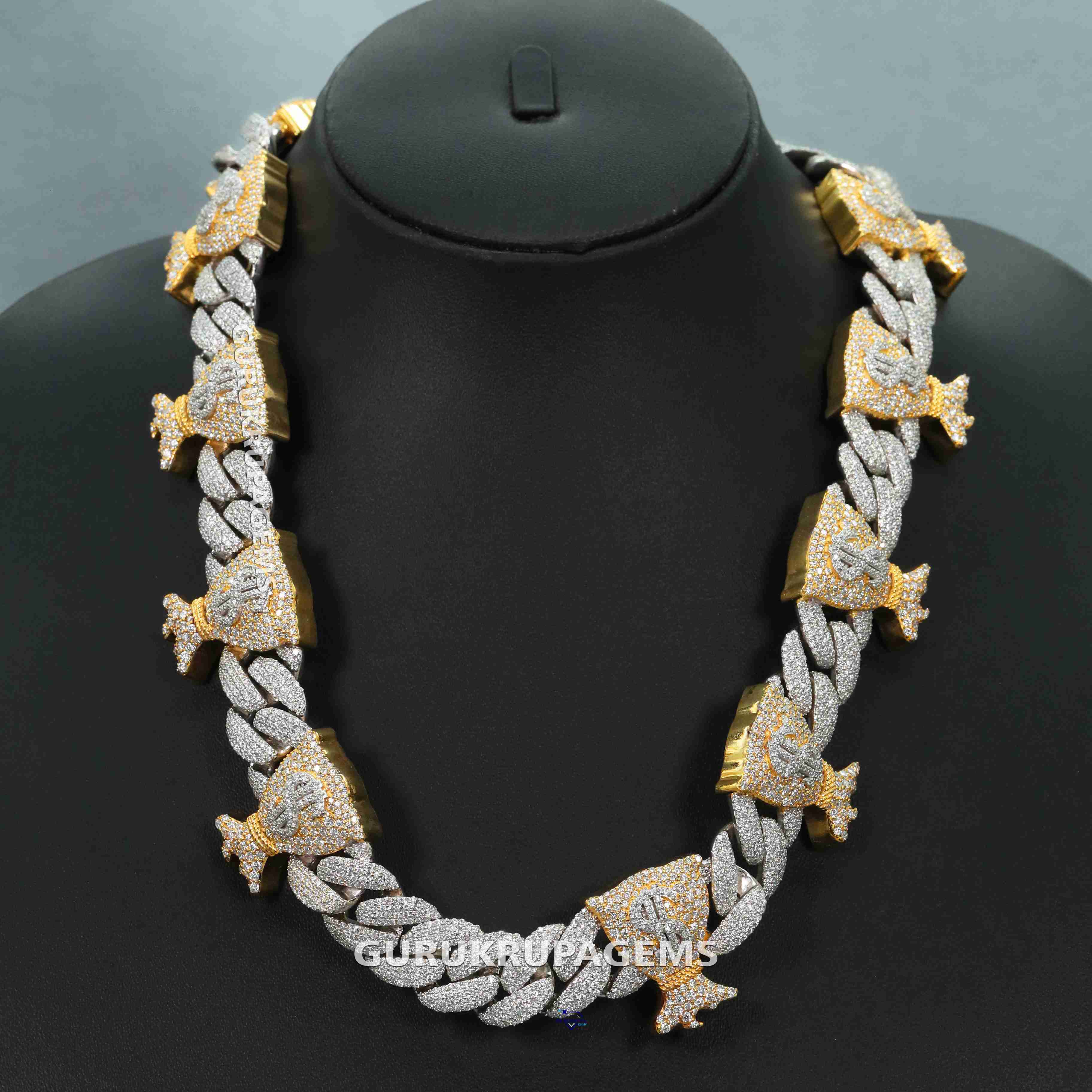 Exquisite Cuban Chain Customized Trendized Unique Designed for Men in 925 Sterling Silver with Moissanite Diamond Boasting VVS Clarity