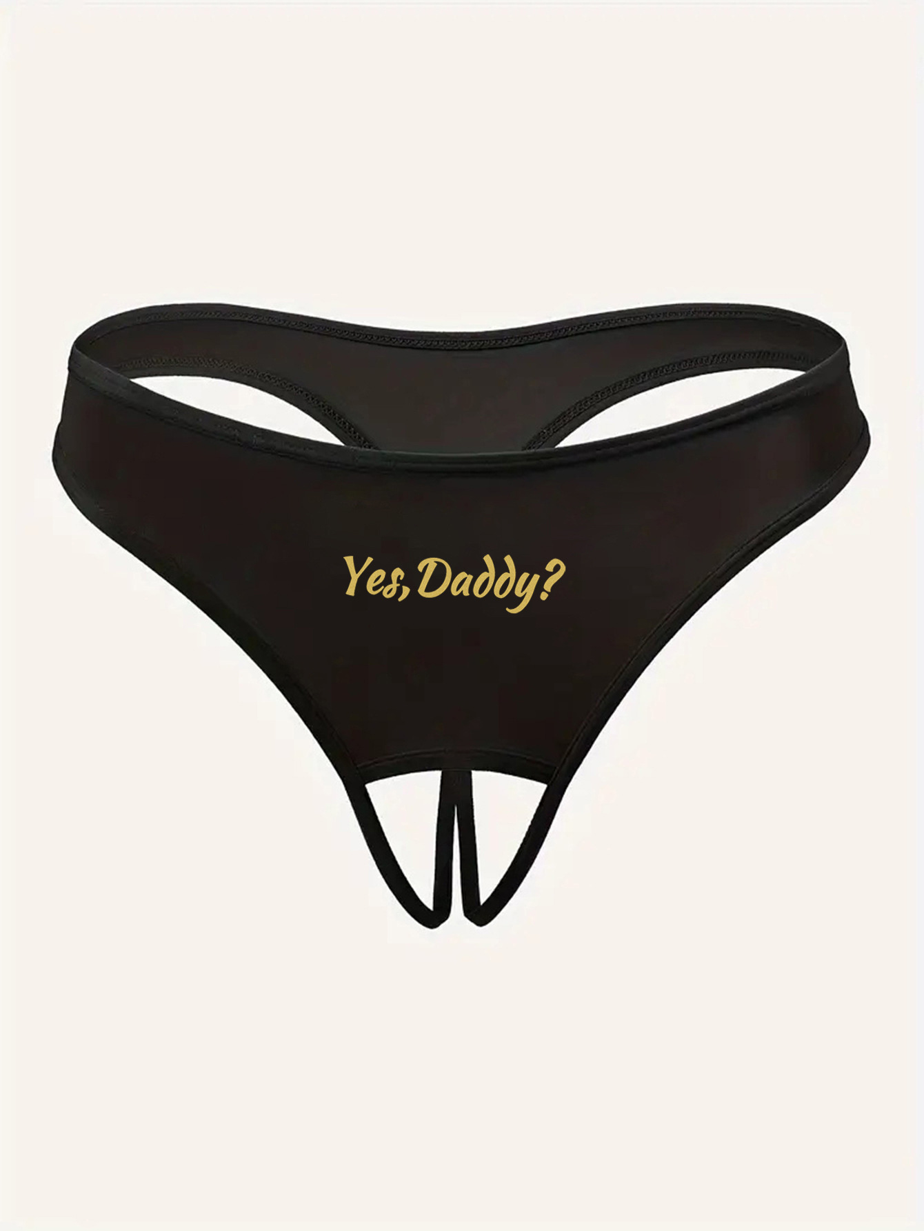 Women's Panties Crotch Opening Sexy Thong with Yes Daddy Prints Underwear Erotic Crotchless Female Intimates Lingerie