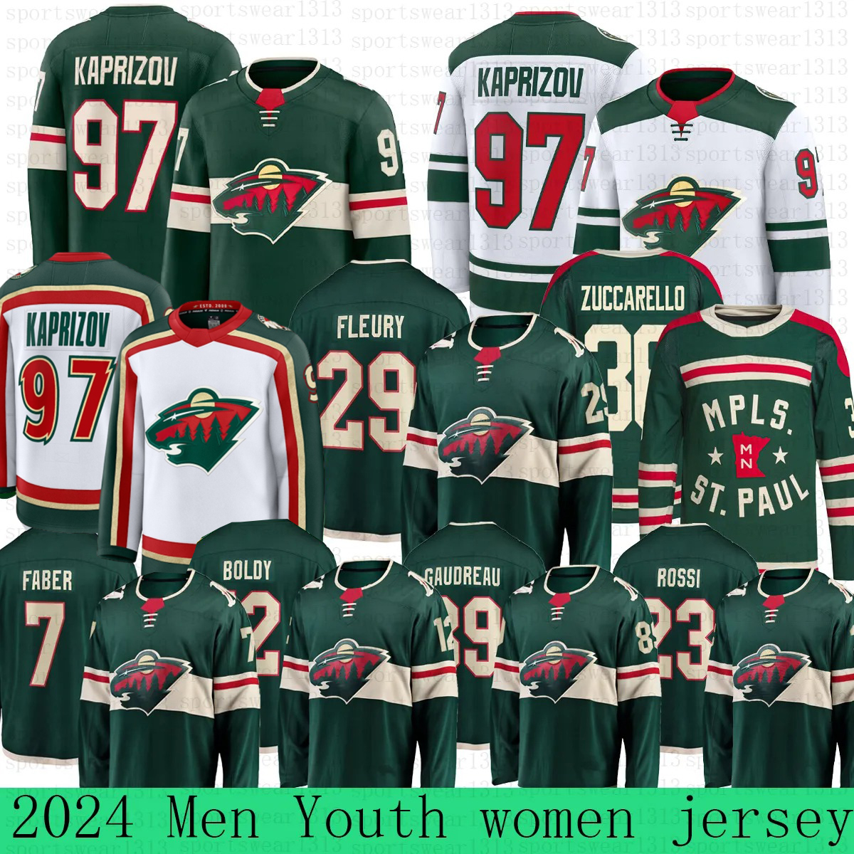 Minnesota city Wilds Jersey 97Kirill Kaprizov 12Matt Boldy 7Brock Faber 36Mats Zuccarello Hockey Jerseys