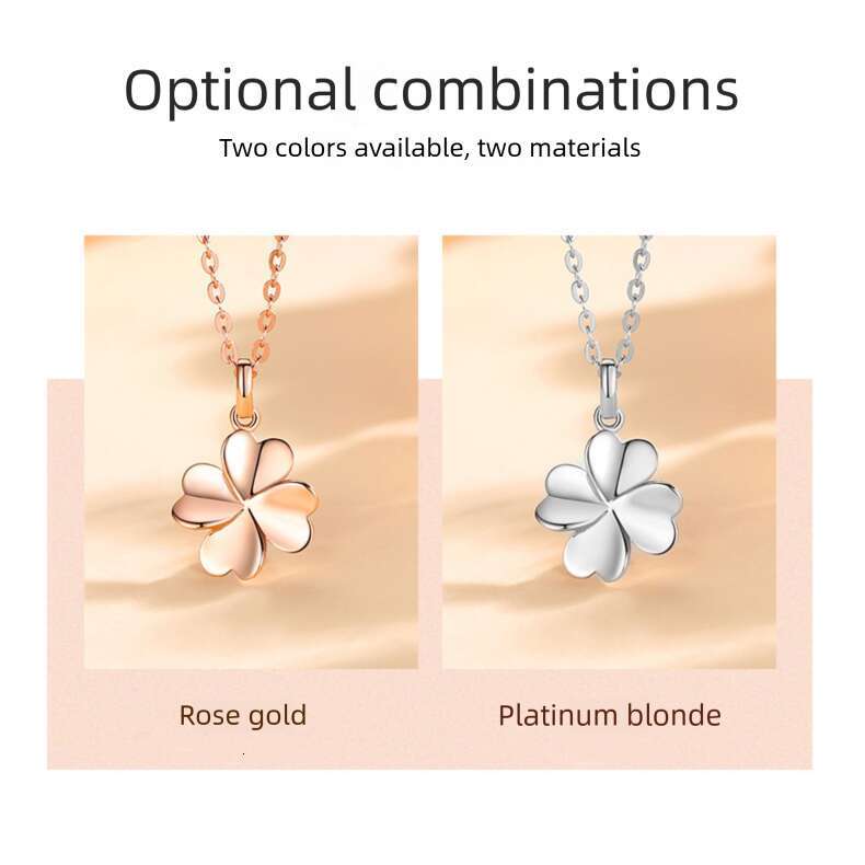 DHpet Lucky Four-Leaf Clover Necklace Women Fashionable Elegant Collarbone Chain Gift for Girlfriend Birthday Fresh Flower Pendant