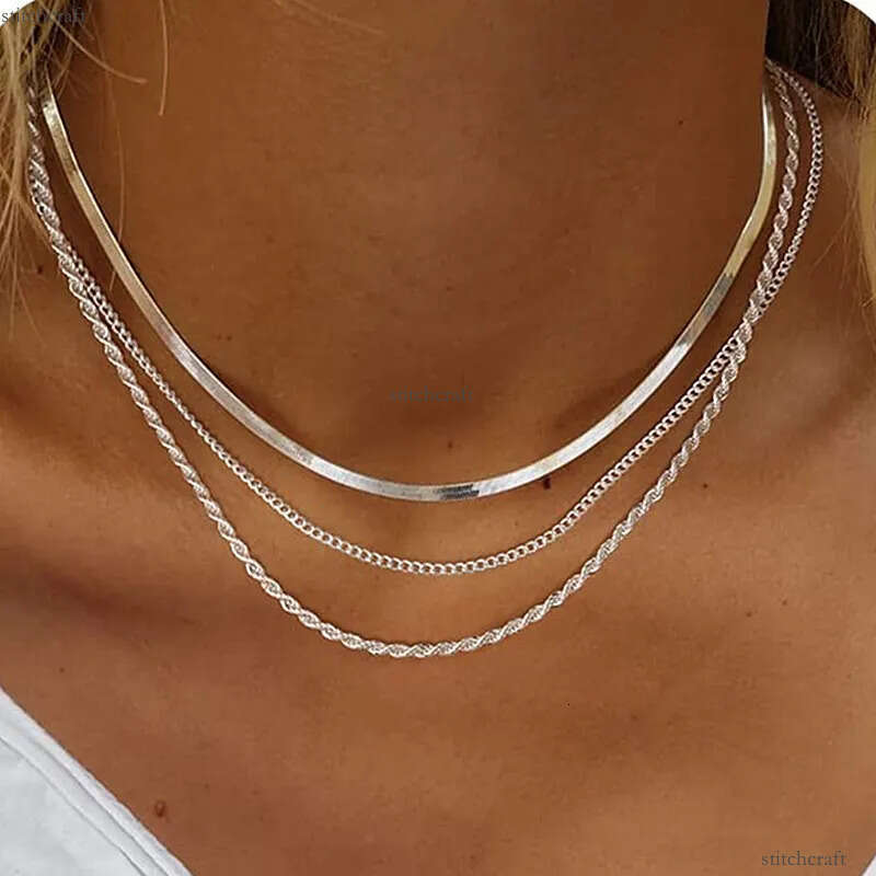 Designer Herringbone Necklace Women,Dainty 14k Plated Snake Necklace, Simple Gold Layered Necklaces,Gold Jewelry Gift for Women
